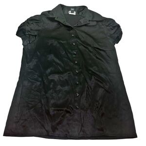 Vintage Bebe Black Silk Button Down Y2K